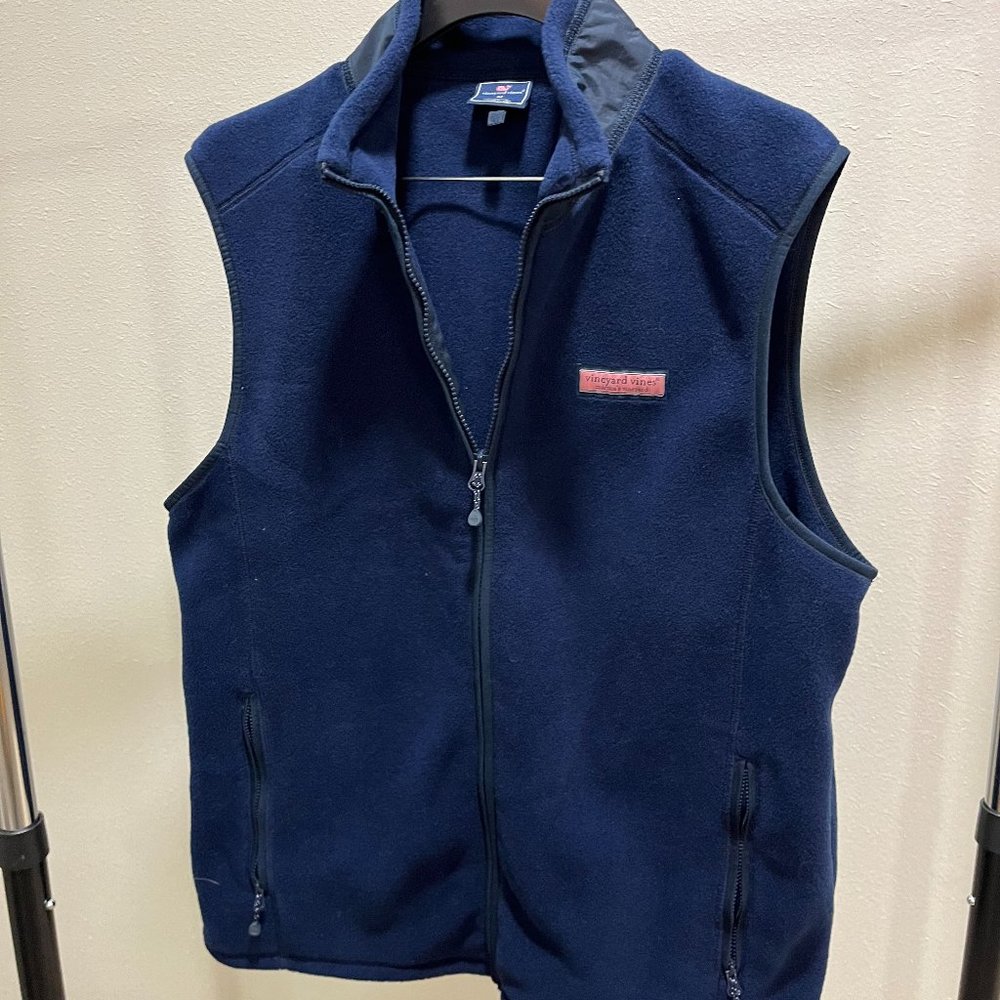 Vineyard Vines Fleece Vest Navy Blue Men's Medium-Preowned/Barely Worn